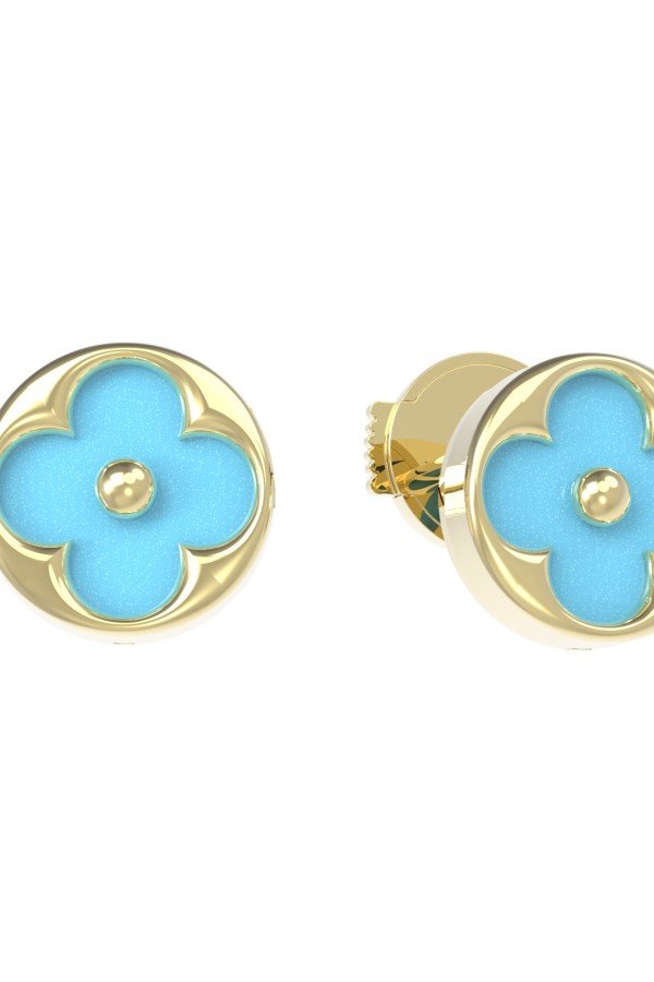 Серьги из лимонного золота c бирюзой