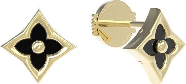 Серьги из лимонного золота c ониксом