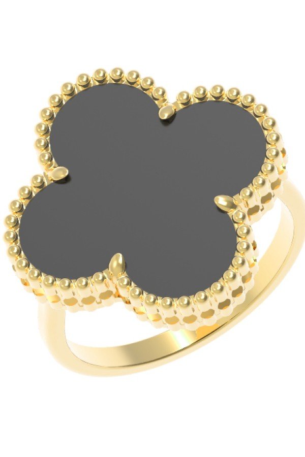 Кольцо из лимонного золота c ониксом