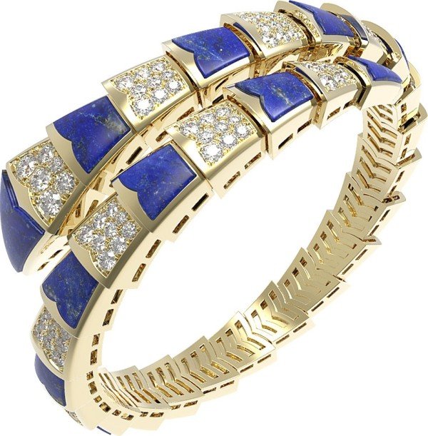 Браслет из лимонного золота c бриллиантами и лазуритом