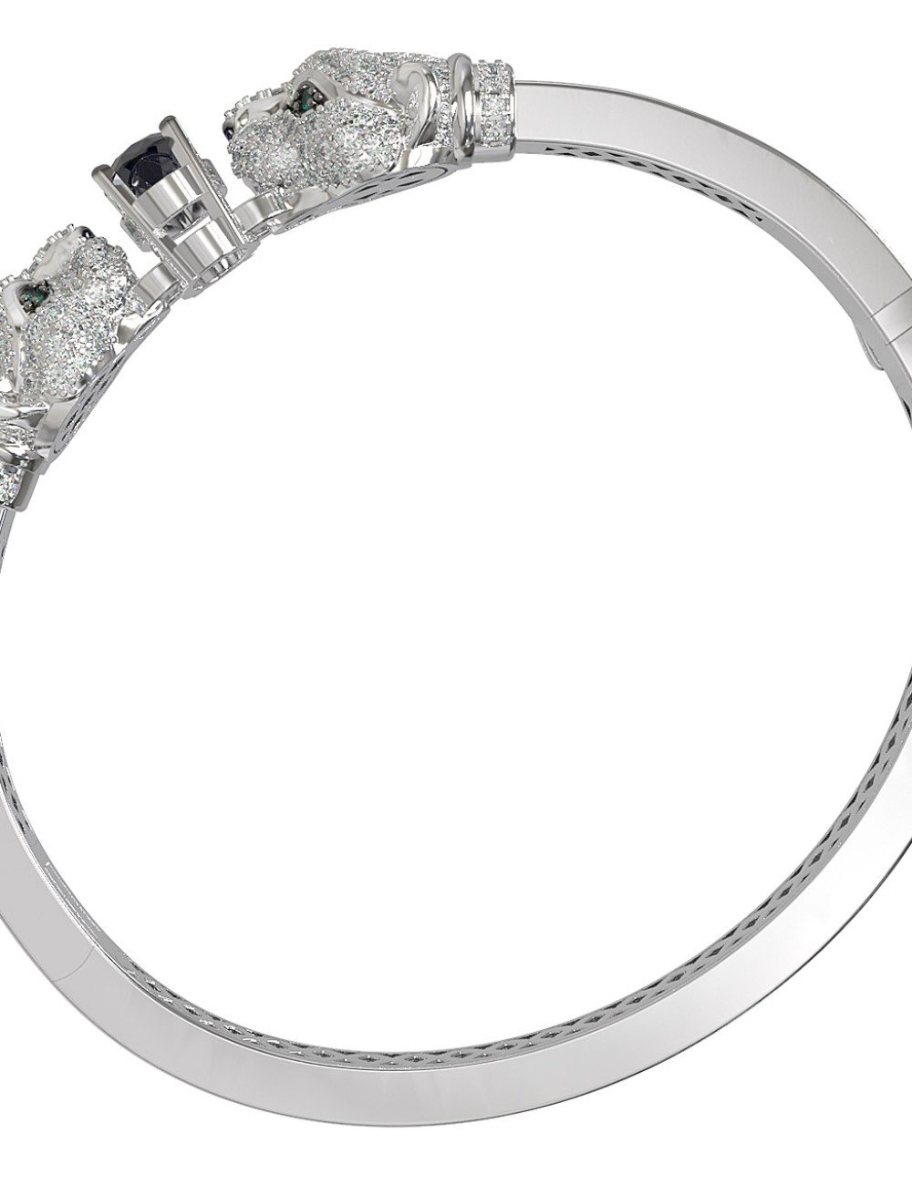 Браслет из белого золота c бриллиантами, сапфиром и изумрудом