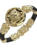 Браслет из лимонного золота c эмалью, шнурком и ониксом