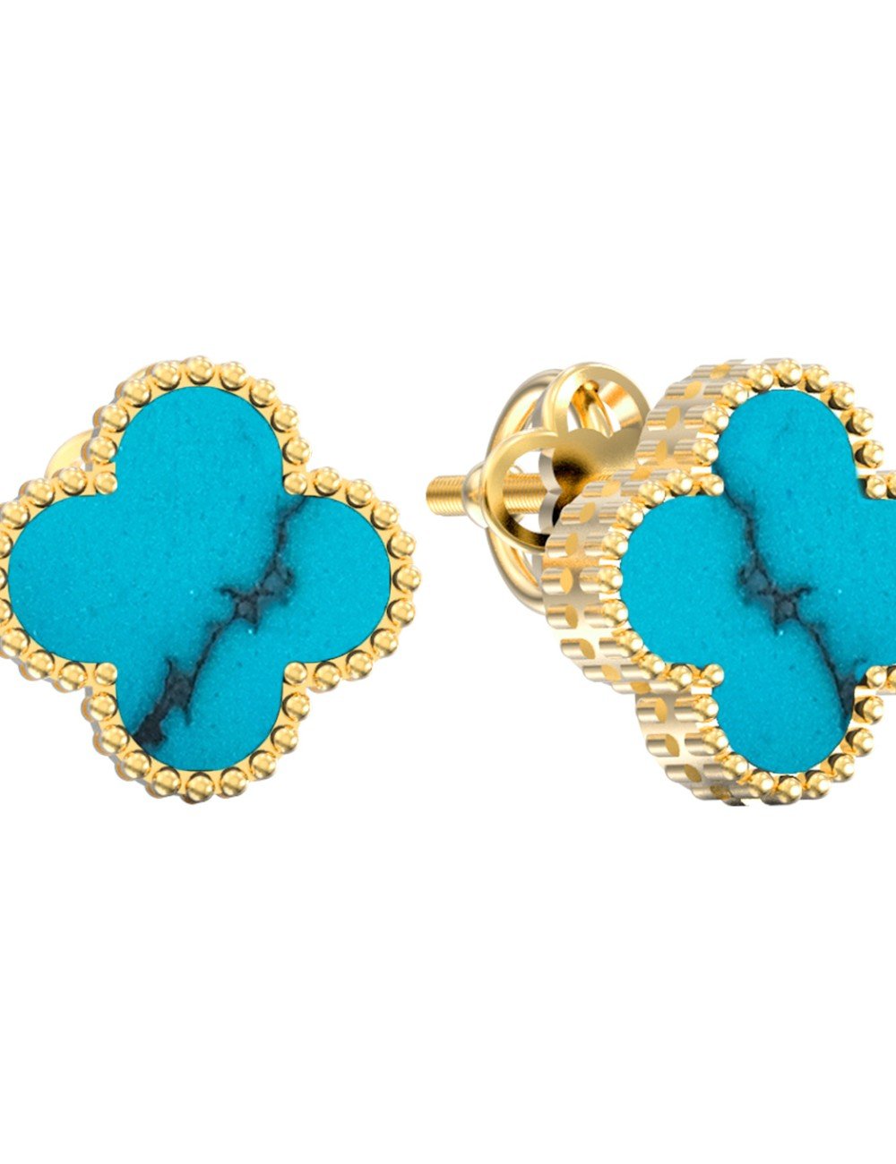 Серьги из лимонного золота c бирюзой