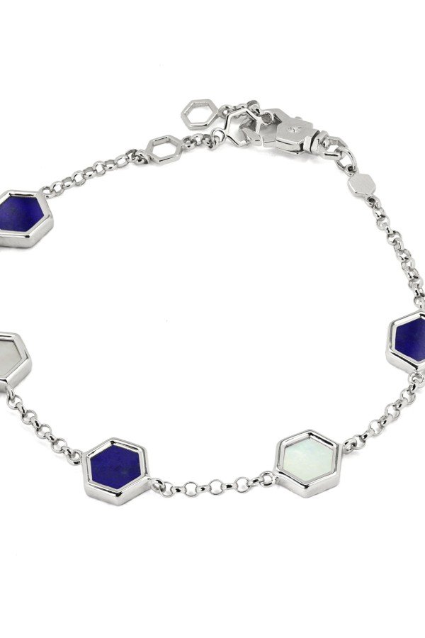 Браслет из белого золота c лазуритом и перламутром