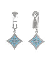 Серьги из белого золота c бриллиантами и бирюзой