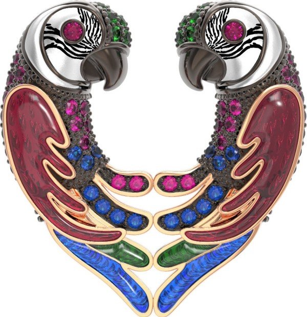 Подвеска из золота c эмалью и фианитом