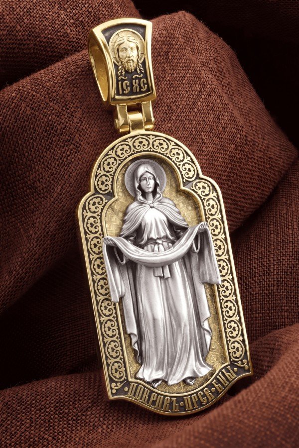 Образок из лимонного золота c эмалью