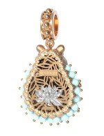 Подвеска из золота c эмалью и бирюзой