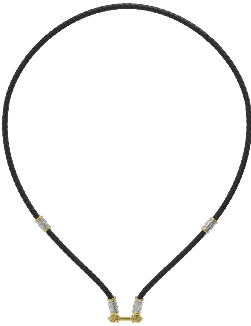 Гайтан из лимонного золота c кожаным шнурком