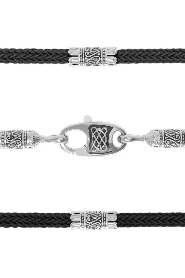 Шнурок шёлковый из белого золота c шёлковым шнурком