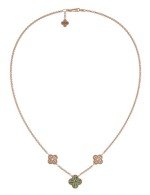 Колье из золота c бриллиантами, малахитом и перламутром