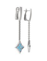 Серьги из белого золота c бриллиантами и бирюзой