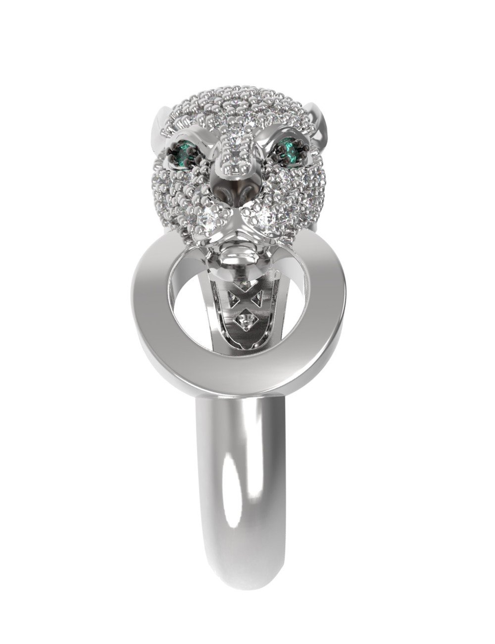 Кольцо из белого золота c бриллиантами и изумрудом