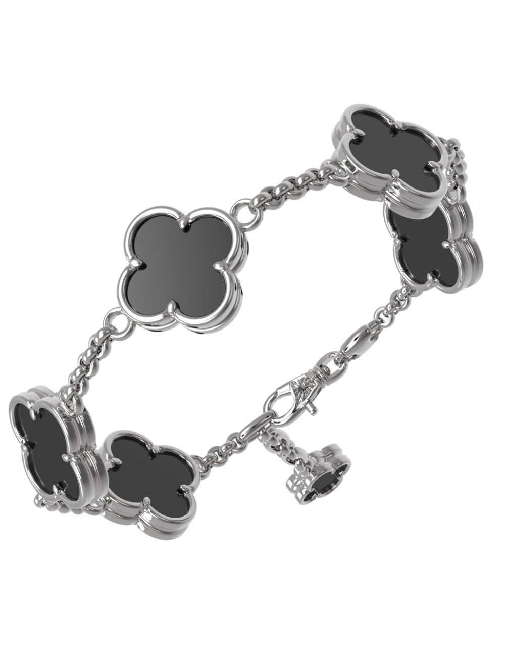 Браслет из белого золота c ониксом