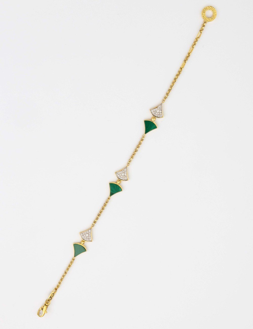 Браслет из лимонного золота c бриллиантами и малахитом