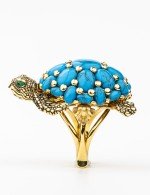 Кольцо из лимонного золота c эмалью и бирюзой