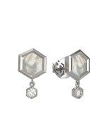 Серьги из белого золота c бриллиантами и перламутром