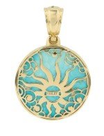 Подвеска из лимонного золота c бирюзой и перламутром