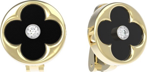 Серьги из лимонного золота c бриллиантами и ониксом