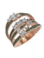 Кольцо из золота c бриллиантами и изумрудом