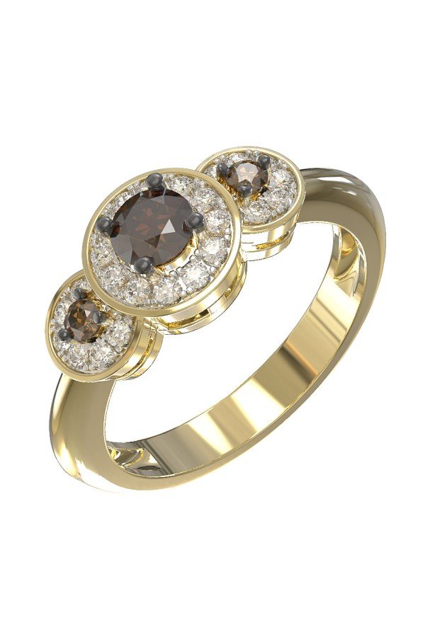 Кольцо из лимонного золота c бриллиантами