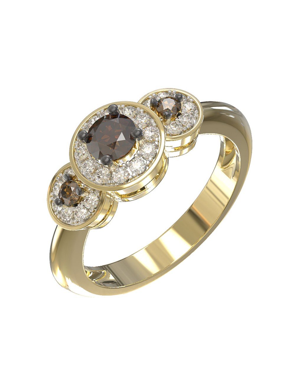 Кольцо из лимонного золота c бриллиантами