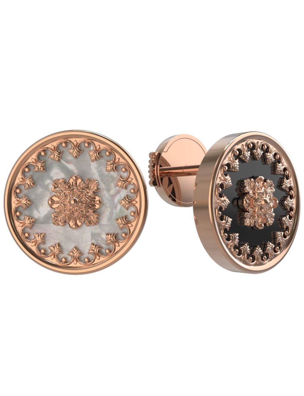 Серьги из золота c ониксом и перламутром