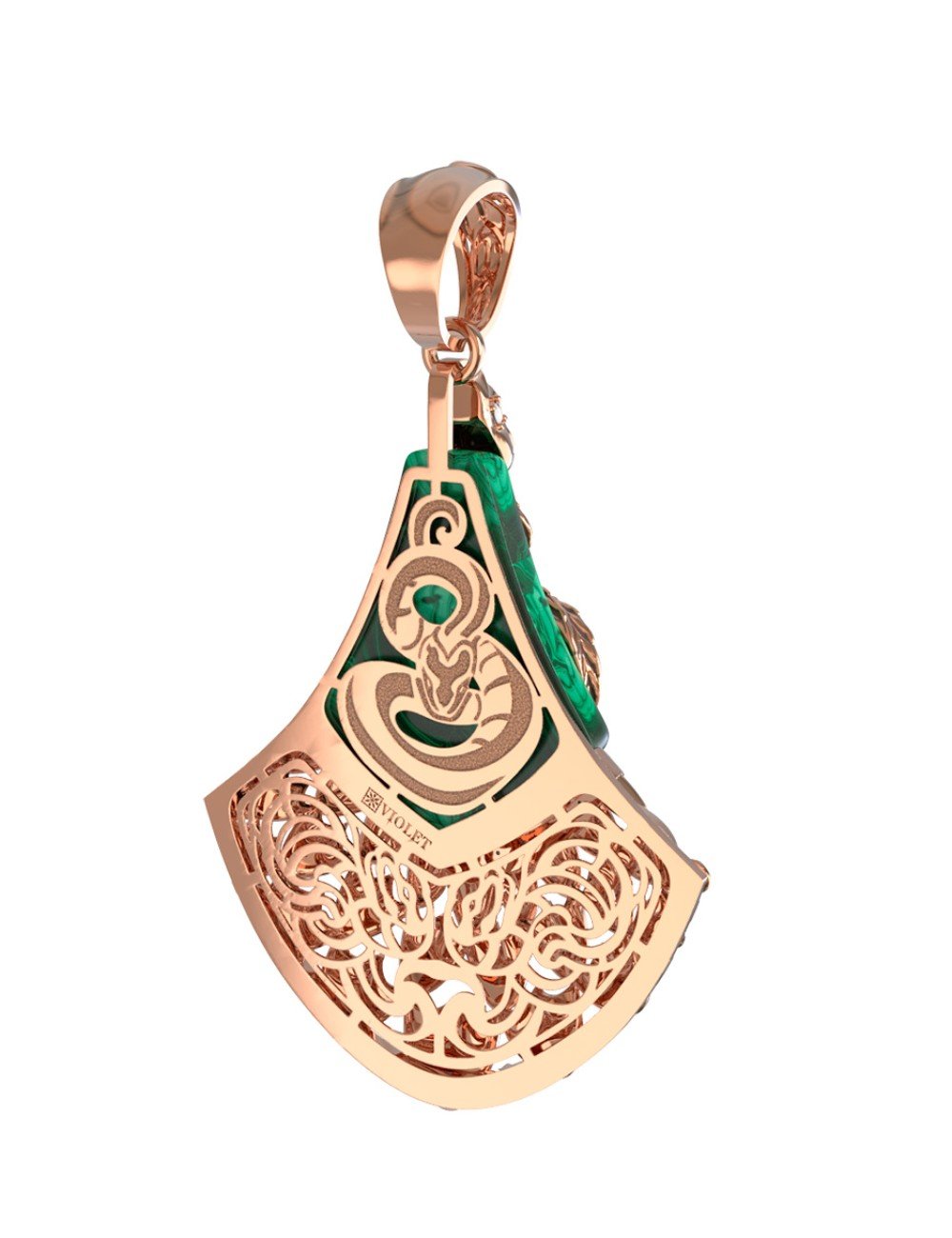 Подвеска из золота c бриллиантами и малахитом