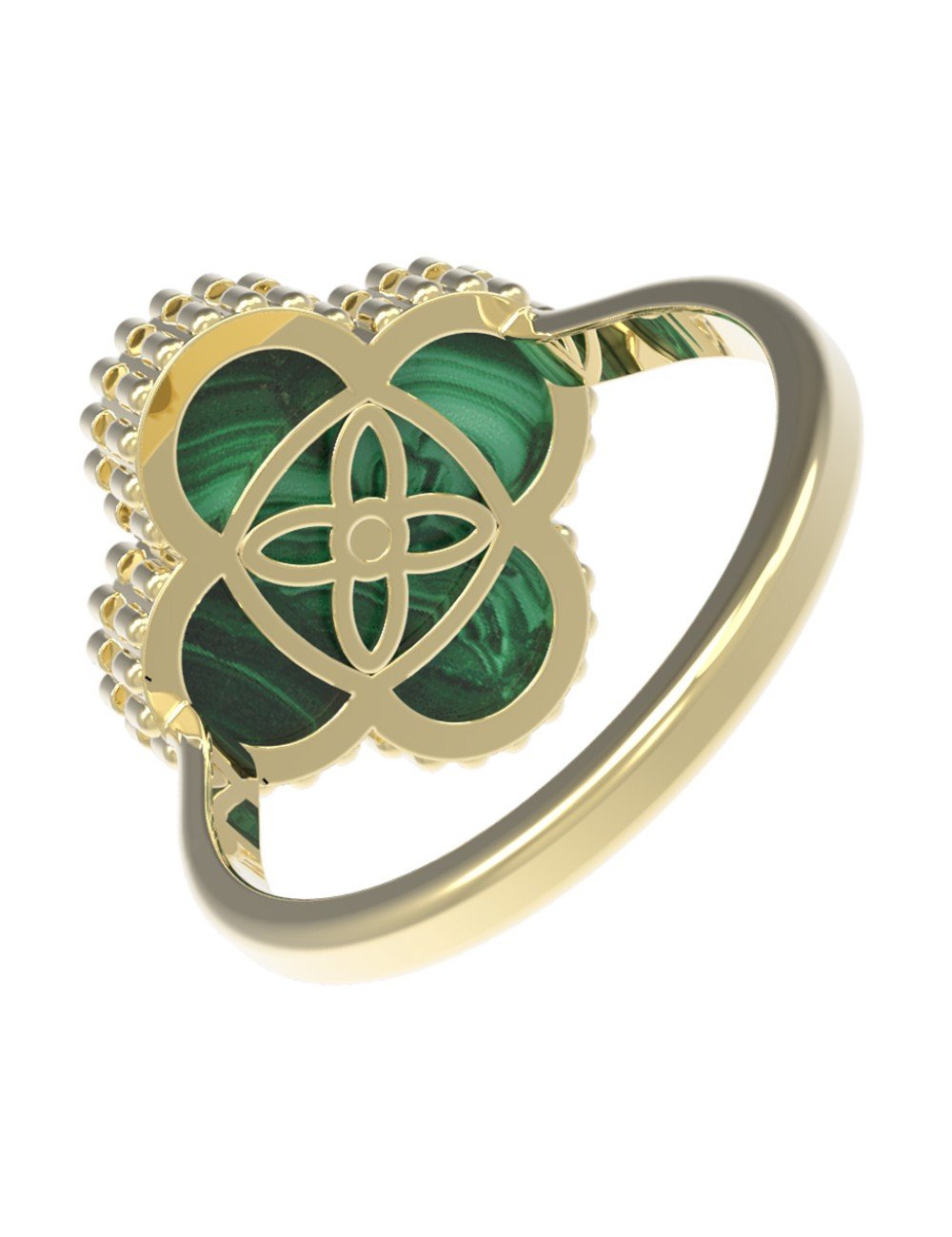 Кольцо из лимонного золота c бриллиантами и малахитом