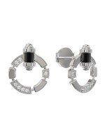 Серьги из белого золота c бриллиантами и ониксом