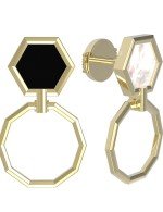 Серьги из лимонного золота c ониксом и перламутром