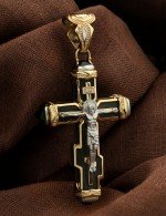 Крест из лимонного золота c ониксом и эбеновым деревом