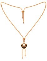 Колье из золота c фианитом, ониксом и перламутром