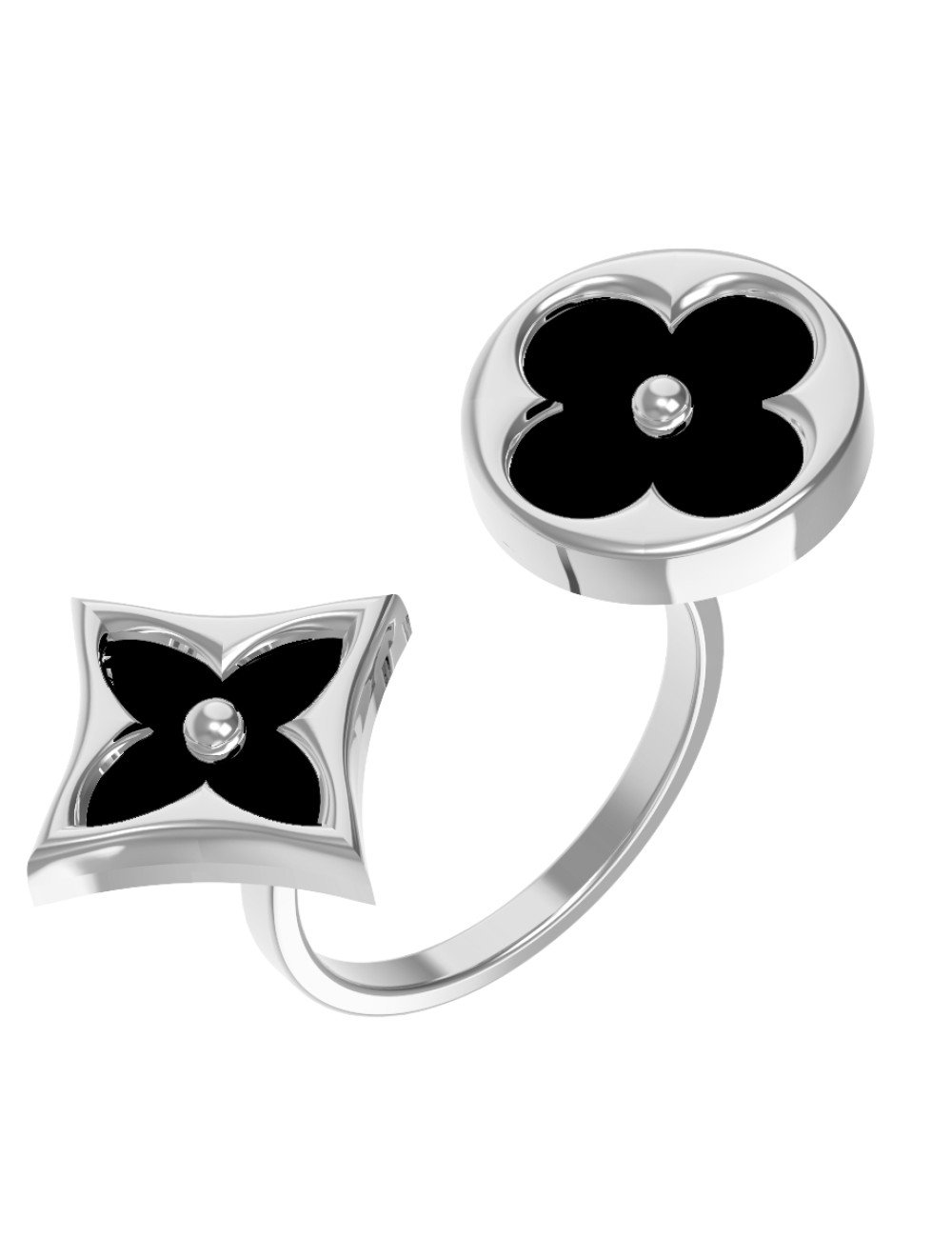 Кольцо из белого золота c ониксом