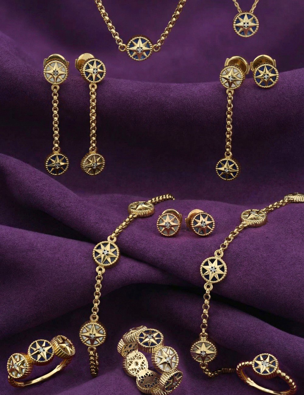 Колье из лимонного золота c бриллиантами и лазуритом