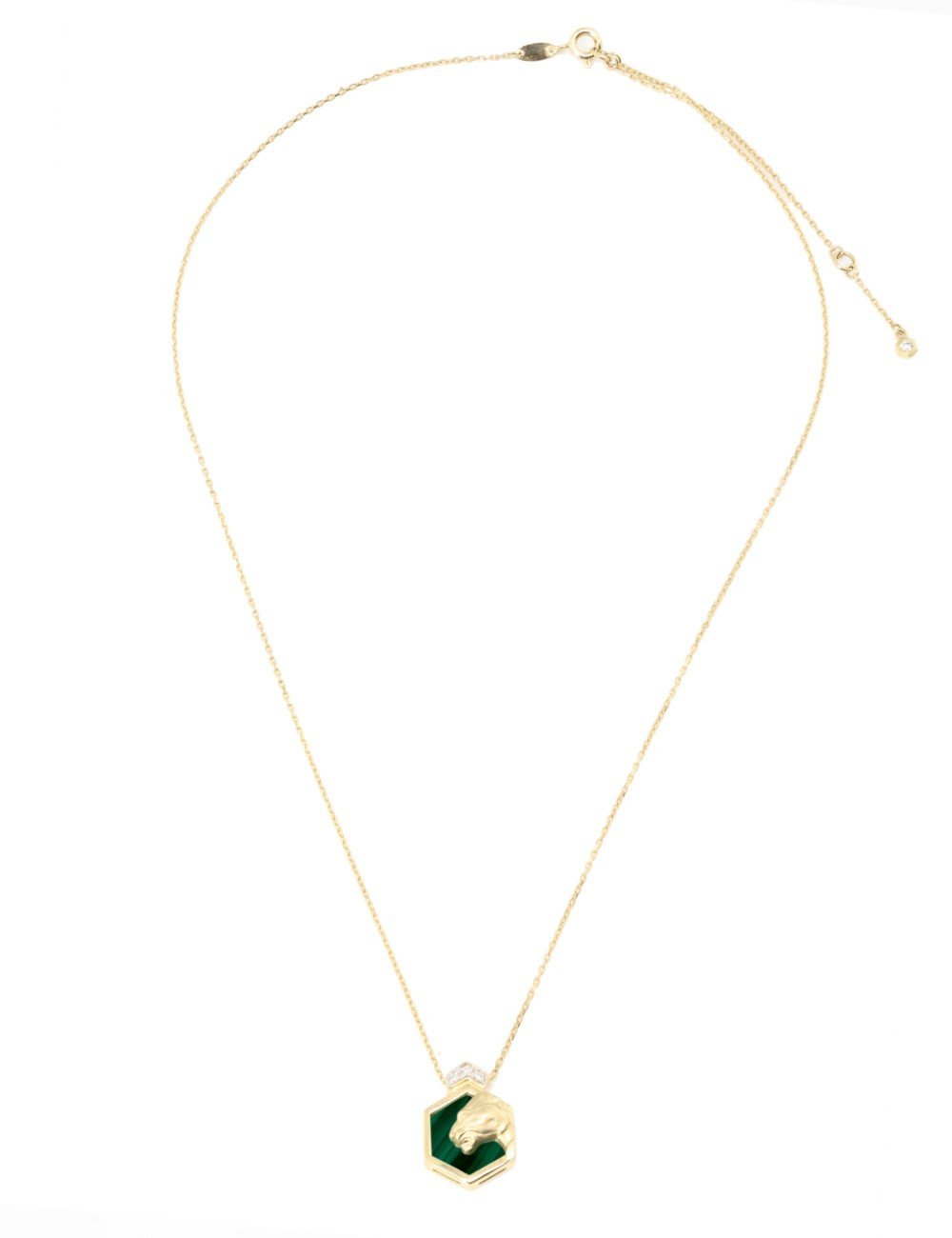 Колье из лимонного золота c бриллиантами и малахитом