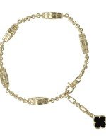 Браслет из лимонного золота c ониксом и перламутром