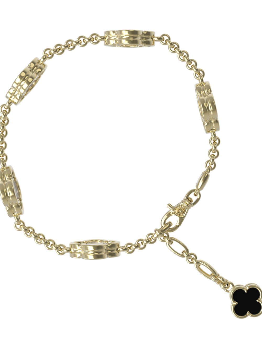 Браслет из лимонного золота c ониксом и перламутром