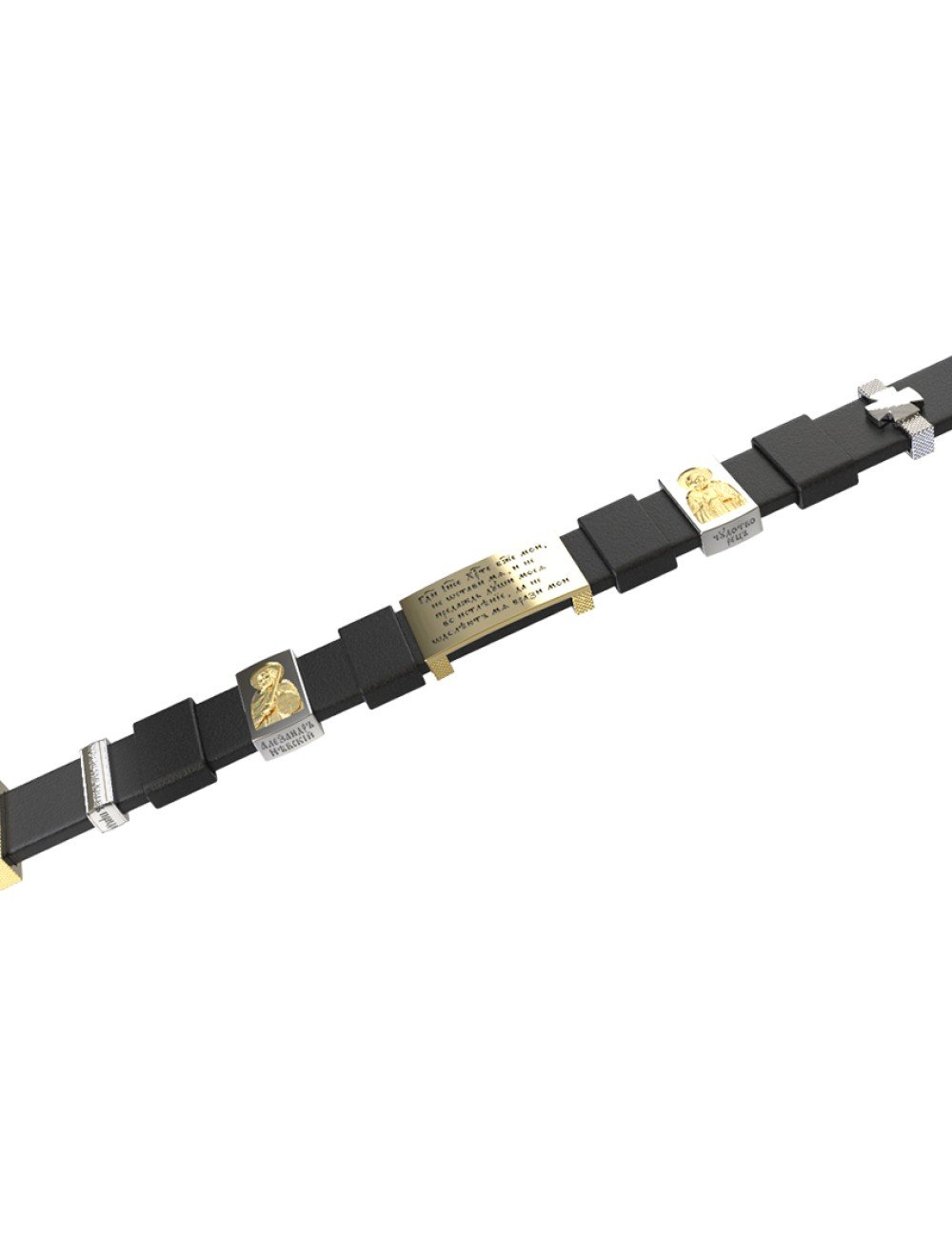 Браслет из лимонного золота c кожаным шнурком