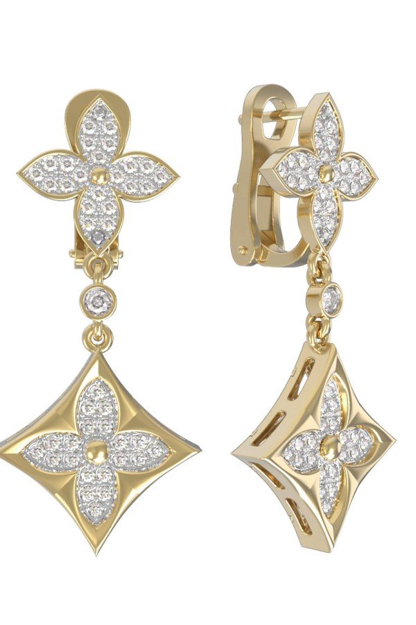 Серьги из лимонного золота c бриллиантами