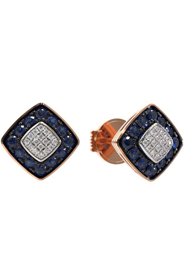 Серьги из золота c бриллиантами и сапфиром