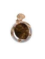 Подвеска из золота c эмалью и железным деревом