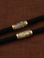 Шнурок шёлковый из лимонного золота 585 пробы c шёлковым шнурком