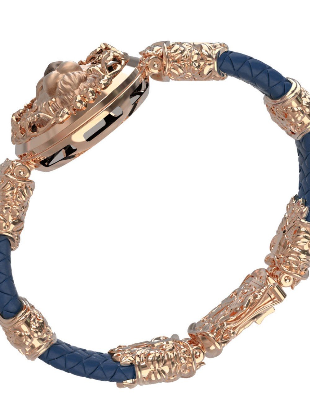 Браслет из золота c кожаным шнурком и ониксом