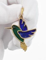 Подвеска из лимонного золота c эмалью, лазуритом и малахитом