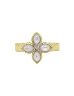 Кольцо из лимонного золота c бриллиантами и перламутром