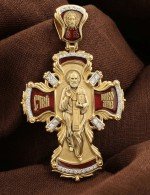 Крест из лимонного золота c эмалью и бриллиантами