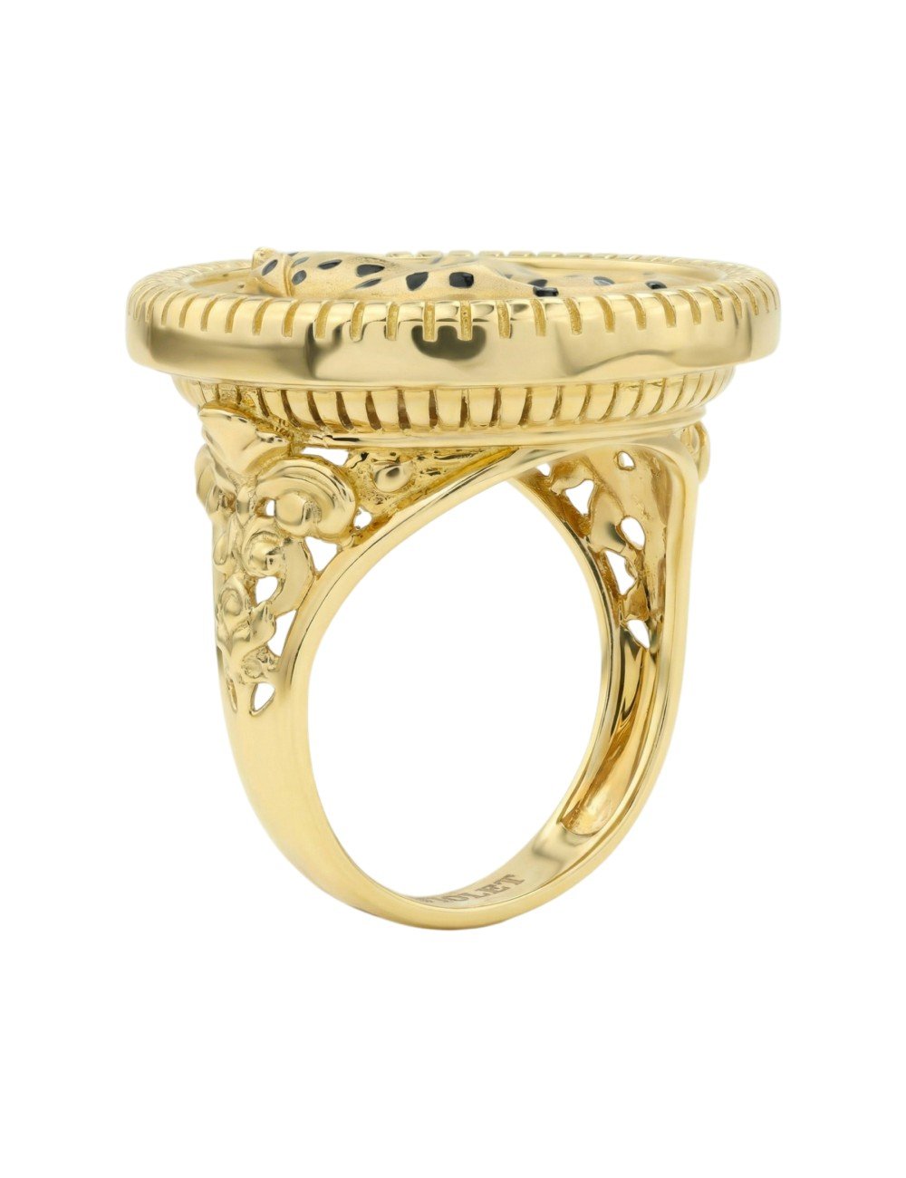 Кольцо из лимонного золота c эмалью