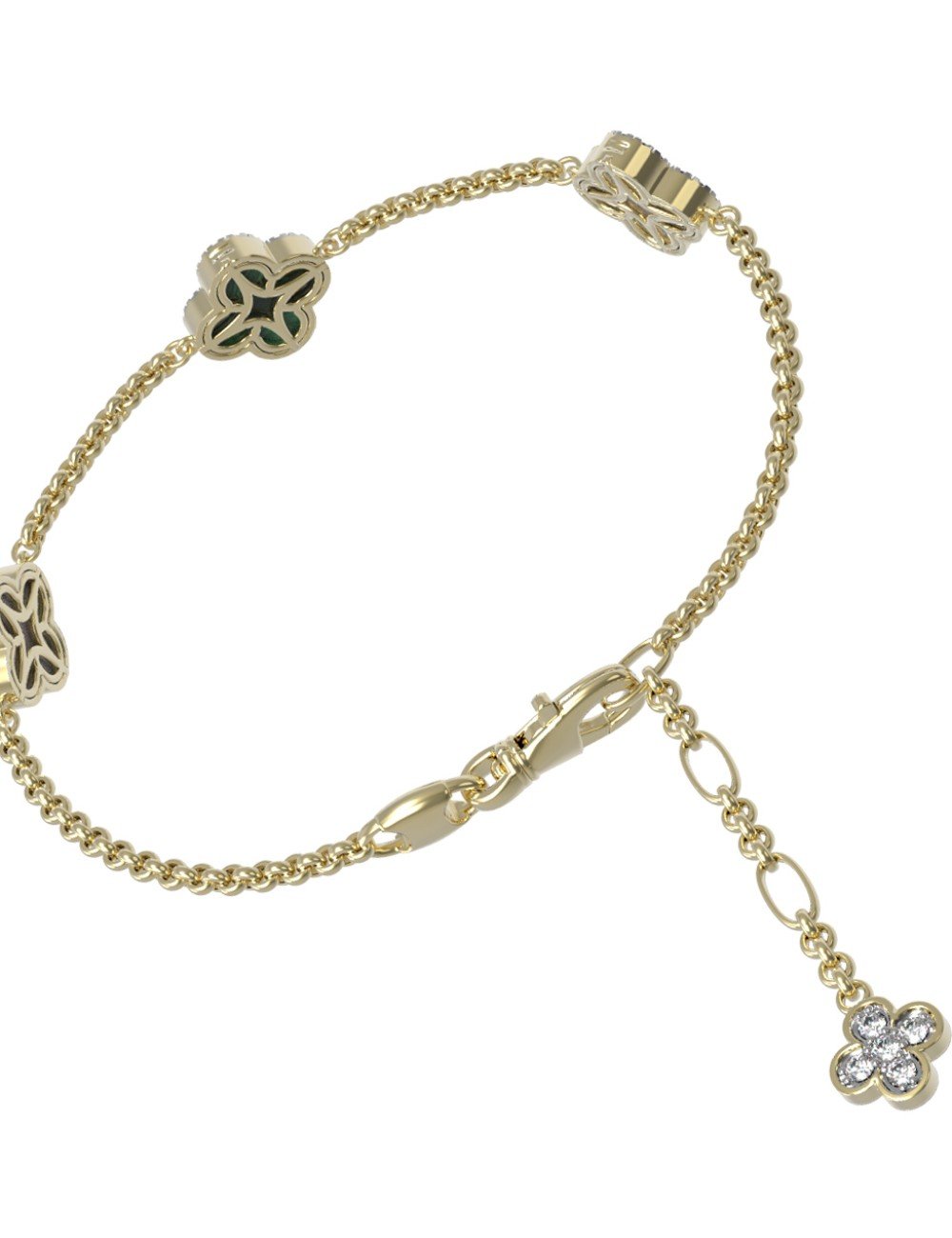 Браслет из лимонного золота c бриллиантами, малахитом и перламутром