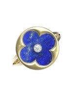 Кольцо из лимонного золота c бриллиантами и лазуритом